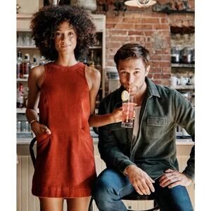 Marine Layer Rust Red Corduroy Midi Dress